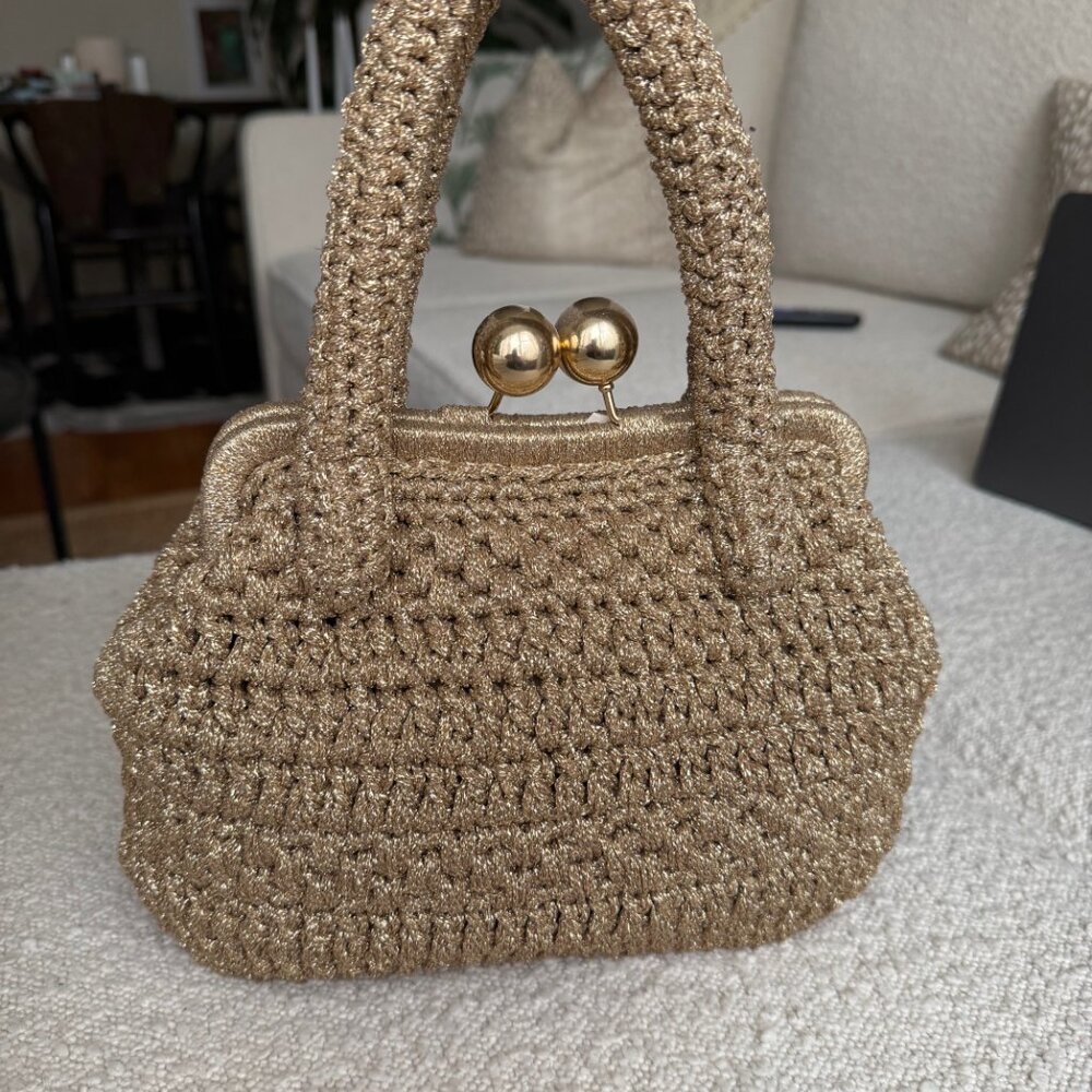 Gold Metallic Woven Bag - Picture 5 of 6